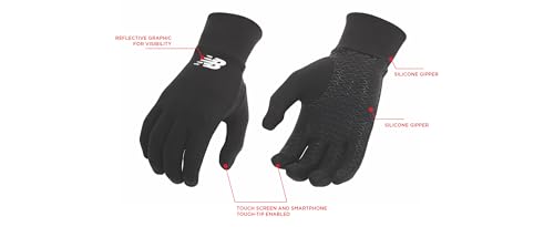 New Balance Lightweight Touchscreen Warm Running Gloves, Anti Slip Men's and Women's Cool Weather Gloves