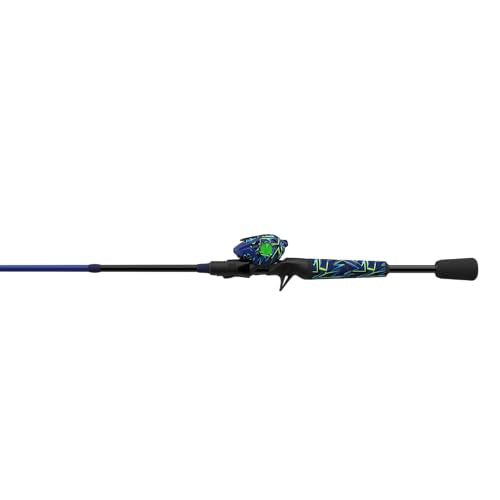 Zebco Roam Baitcast Reel and Fishing Rod Combo, 6-Foot 6-Inch 2-Piece Fiberglass Rod with Split-Grip MaxTac Rod Handle, Lightweight Graphite Frame