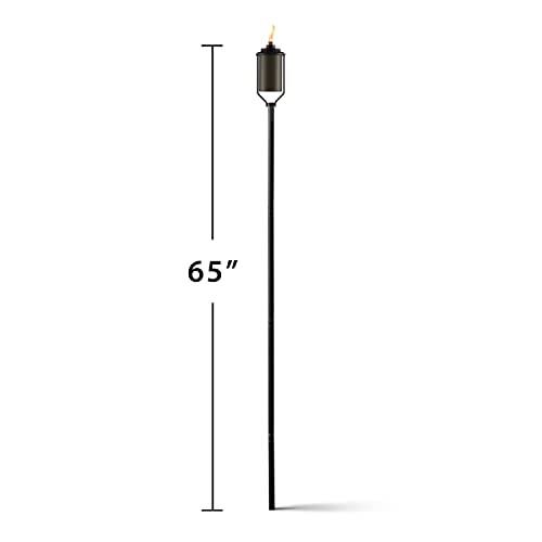 TIKI Easy Install 4-Pack Simply Metal Torches ? Bronze Decorative Outdoor Lighting for Patio, Lawn, Backyard & Garden | 65" | Weather-Resistant | Includes Long-Lasting Wick & Snuffer
