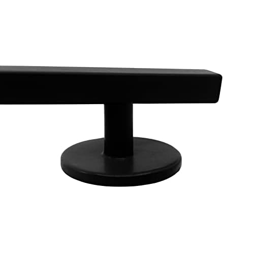 Teak Tuning Straight, Mellow Peak Style Fingerboard Rail, 12" - Custom Designed Premium Solid Steel Construction, Matte Powder Coated Finish in Black - Superior Non-Slip Foam Feet