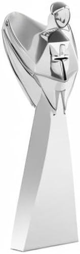Nambé Holiday Angels Set by Mike Altomari - Faith, Love & Peace Theme, Ideal for Christmas Decor or Collectible Display with Cross, Heart, and Dove Symbols - 5.5” Silver-Plated Alloy Sculptures