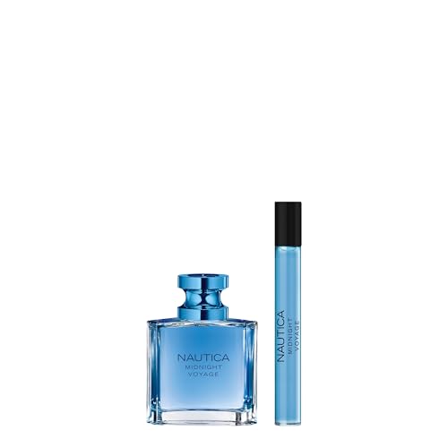 Nautica Midnight Voyage Giftset, 1.6oz EDT + 0.33 fl oz Pen Spray, Notes of Pink Pepper, Amber, and Mint, Men's Fragrance, Long Lasting, Everyday Fragrance, Travel Size