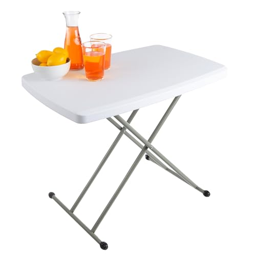Everyday Home Folding Table with Adjustable Height - Lightweight Portable Folding Desk - Small Plastic Table for Camping, ...