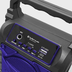 Top Tech Audio Jet-4 400W Bluetooth Speaker, 4" Woofer, Louder Volume, Crystal Clear Stereo, Rich Bass, 100ft Wireless Range, Mic Input, Portable Speaker – Blue