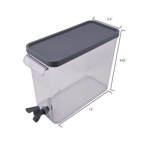 CNEIESD 2-Gallon Slim Acrylic Fridge Beverage Dispenser | Gray Glossy Design | BPA-Free for Indoor/Outdoor Use