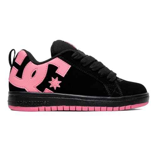 DC Unisex-Child Court Graffik Low Top Skate Shoe Sneaker, Black/Pink, 13 M M US Big Kid