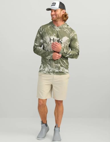 HUK Mens Pursuit Pattern Crew Sleeve Shirt, Performance Shirt