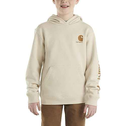 Carhartt Boys' Hoodie Fleece Pullover Sweatshirt, Malt