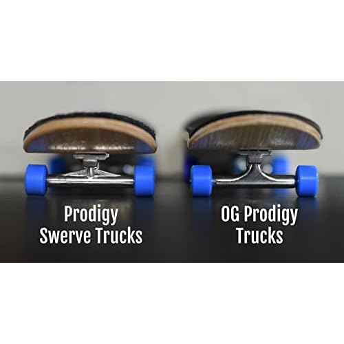 Teak Tuning Prodigy Swerve Fingerboard Trucks, Silver Chrome Colorway - 34mm Wide - Inverted Kingpin - Professional Shape, Appearance & Components