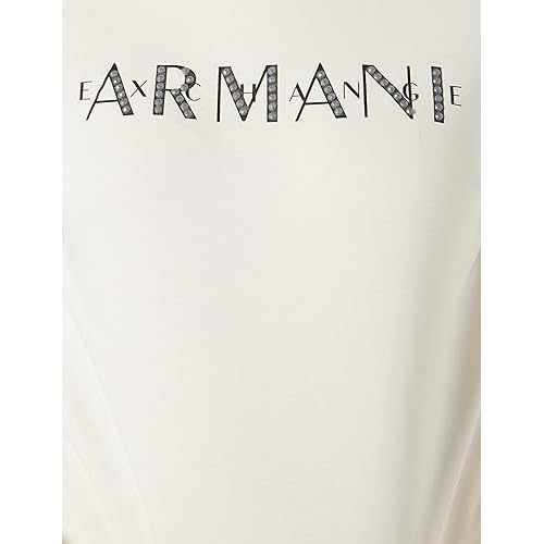 A£üX ARMANI EXCHANGE Women's French Terry Armani Studded Logo Pullover Sweatshirt