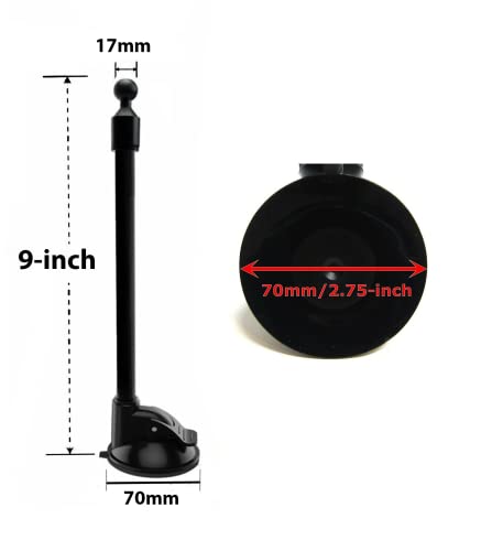 Ramtech Car GPS Windshield Suction Cup Bracket Mount with Flexible Arm Plus Bonus Wrist Strap, Compatible with Garmin Alph...