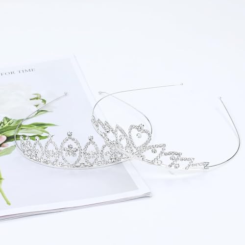 8 Pack Birthday Tiaras, Rhinestone Crystal Princess Crowns, Silver Headbands for Women, Party Dance Homecoming Wedding Bri...