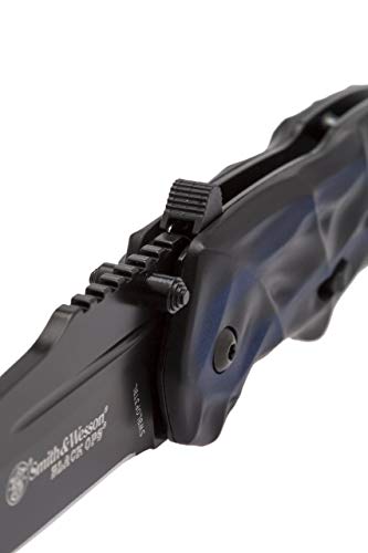 Smith & Wesson Black Ops Folding Knife with 3.4in Tanto Point Blade, Aluminum Handle, Stainless Steel, For Tactical, Survi...