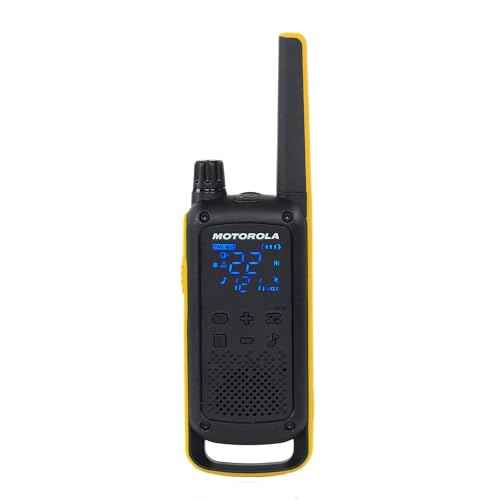 Motorola T470 Talkabout Two Way Radios, Long Range Emergency Rechargeable Waterproof Walkie Talkies 22 Channel, 35 Mile outdoor Black Yellow, 2 Pack