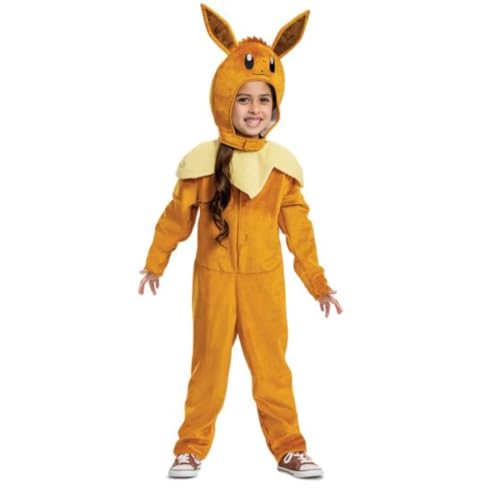 Disguise Eevee Costume for Kids, Official Pokemon Costume Hooded Jumpsuit, Toddler Size Medium (3T-4T)