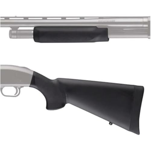 Hogue OverMolded Rubber Shotgun Stock & Forend Kit for Mossberg 500, 590A1, 510 Mini, Maverick 88 (12Gauge) Black - 05012