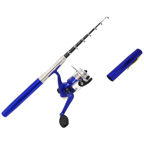 Portable Small Pen Fishing Rod Spinning Reel Combos, 38" 55" Compact Telescopic Fish Pole Kits for All Season Fishing in R...