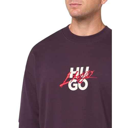 HUGO mens Script Stack Logo Crewneck Sweatshirt