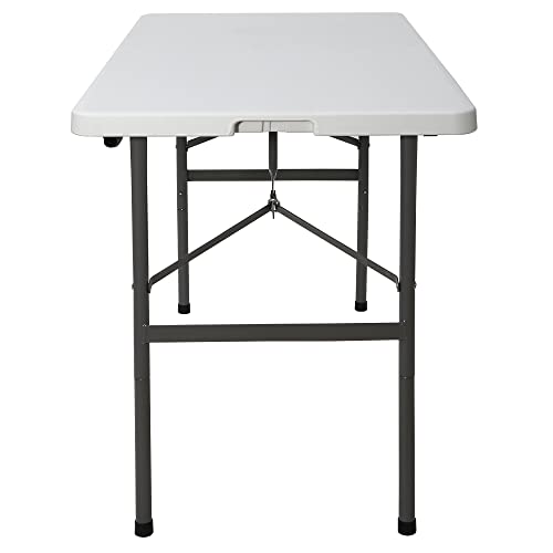 SUPER DEAL Portable 4 Foot Plastic Folding Table, Small Indoor Outdoor Heavy Duty Fold-in-Half Picnic Party Camping Barbec...