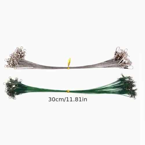 Steel Fishing Leader Wire with Swivel, Bite-Resistant Anti-Bite Trace for Freshwater and Saltwater, Heavy-Duty Fishing Tac...