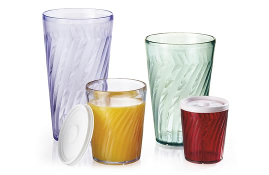 G.E.T. Vintage Swirl Unbreakable Restaurant Tumblers (Set of 12) 6 Ounce Clear | for Restaurants and Home, Dishwasher Saf...