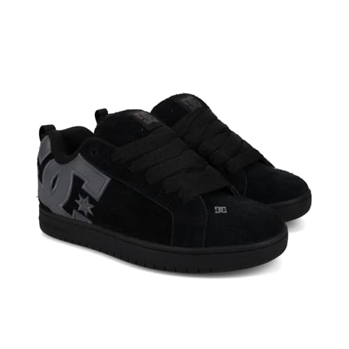 DC Men's Court Graffik SE Skate Sneaker Shoe, Black/Black/Grey, 12