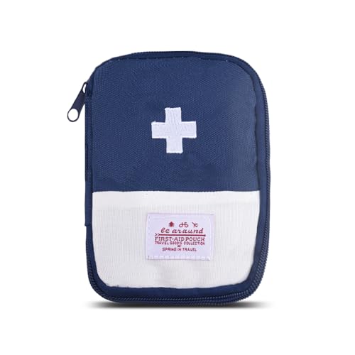 Portable Medical Kit First Aid Bag Small Medicine Organiser Travel Medical Pouch for Women Men Blue Medicine Case Holiday ...
