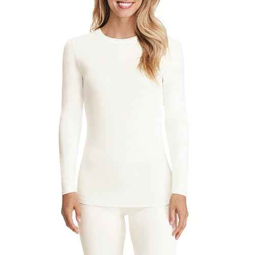 Cuddl Duds Women's Softwear with Stretch Long Sleeve Crew Neck Top -Layering Top with Smooth Fabrication, Body-Hugging Fit
