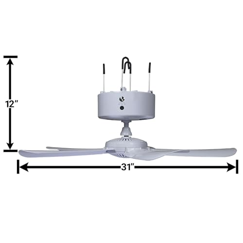 Canopy Breeze CB305 Large 31" Rechargeable Ceiling Fan for Canopies, Gazebos, Pergolas, Workshops & More. 6-Hour Run Time,...