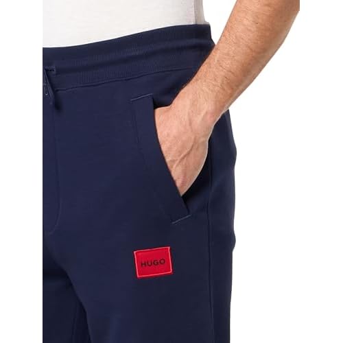 HUGO Mens Regular Fit Square Logo Jersey Drawstring Joggers