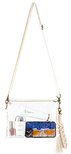 Mkono Clear Bag Stadium Approved, Small Purse for Women with Macrame Wristlet Transparent Concert Crossbody Bag for Sport ...