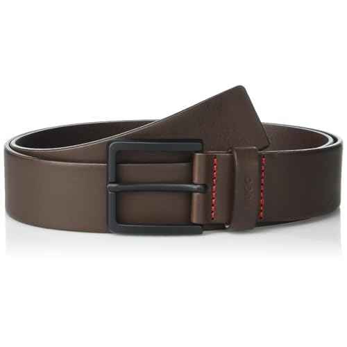 HUGO mens Matte Buckle Smooth Leather Belt
