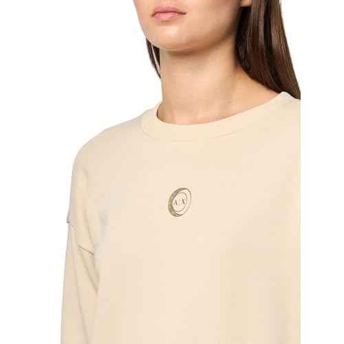 Armani Exchange womens Circle Moon Graphic French Terry Crewneck Sweatshirt