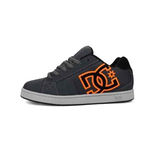 DC Shoes Men's Net Sneaker, Grey/Black/Orange, 9