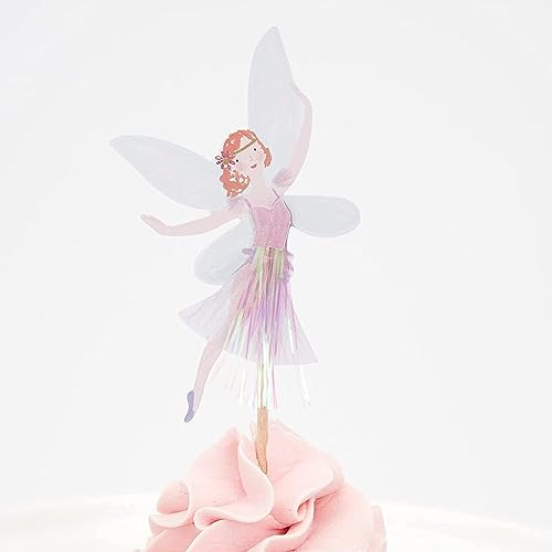 SAMOKA Fairy Cupcake Toppers,24 PCS Fairy Cake Topper,Fairy Party Decorations,Fairy Birthday Party Decorations