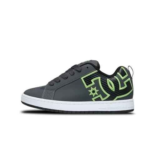 DC Men's Court Graffik Skate Sneaker Shoe, Grey/Black/Green, 11
