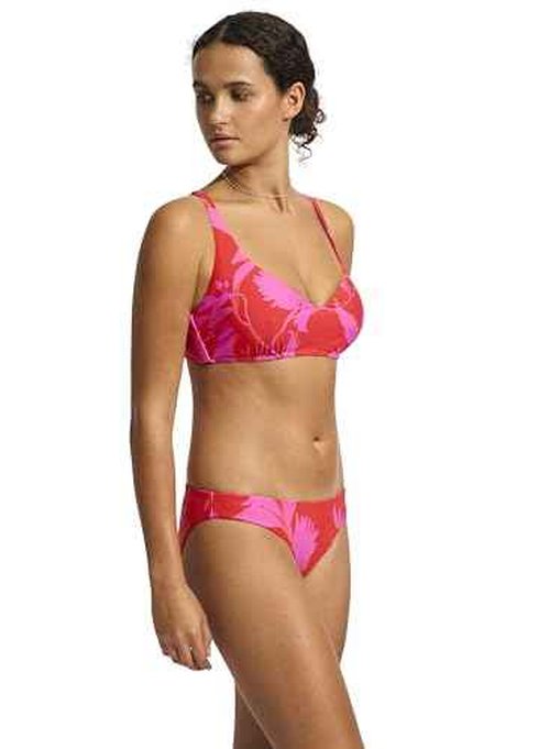 Seafolly Women's Standard Dd Cup Scoop Neck Halter Bikini Top Swimsuit, Birds of Paradise Chilli Red