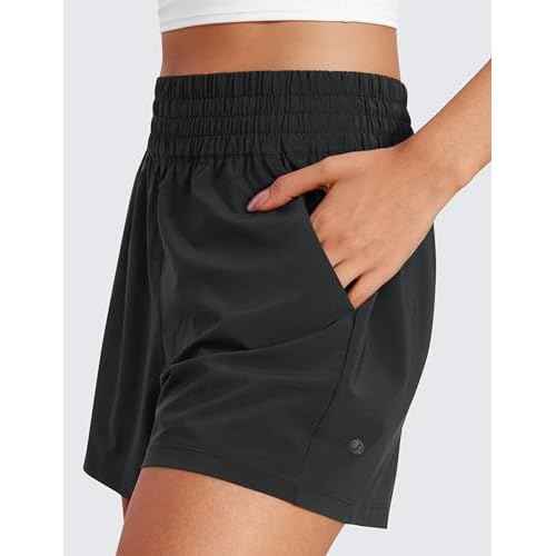 CRZ YOGA Linerless Relaxed Casual Shorts for Women 3" - High Waisted for Lounge Athletic Golf with Pockets