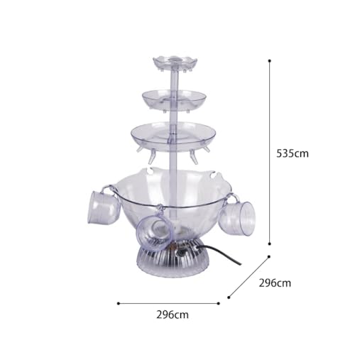 Generic 3-Tier Party Drink Fountain - 220V British Standard ABS Beverage Fountain with LED Base | Flowing Water Fall Machi...