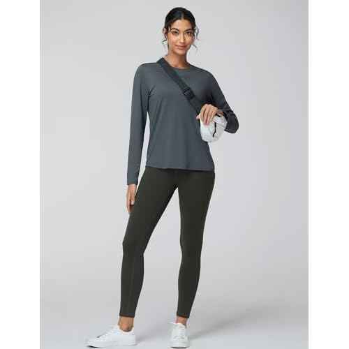 THE GYM PEOPLE Women's Long Sleeve Soft Workout Shirts Basic Crewneck UPF 50+ Sun Lightweight Fall Athletic Running Tops