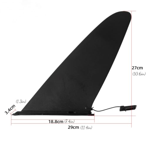 1PC Original Style Slide-in Surfboard Fins - Quick Detach Fin Box System for Paddleboards, Universal 9inch Size, Black