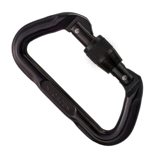 SMC Safety and Rescue Locking Carabiner: Force Series D, Screw-Lock, Black