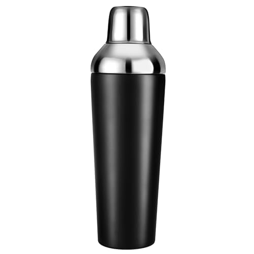 Etens Insulated Cocktail Shaker Black - 23oz Double Wall Vacuum Stainless Steel Martini Shaker with Built-in Strainer & Ji...