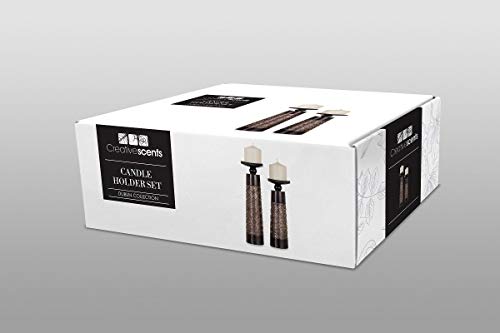 Creative Scents Dublin Brown Pillar Candle Holder Set of 2 - Home Decor Aesthetic, Coffee Table Decor Mantel Centerpieces ...