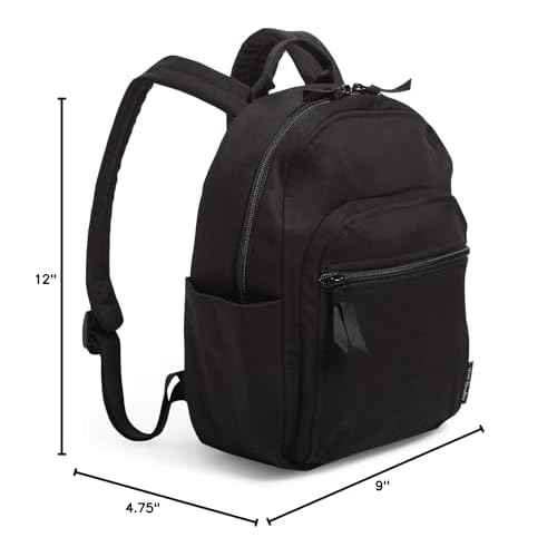 Vera Bradley Women's Cotton Small Backpack, Classic Black, One Size