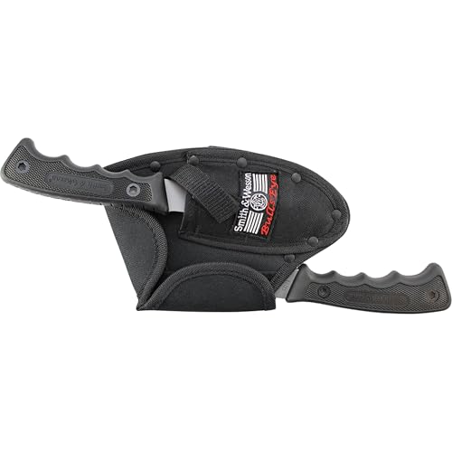 Smith & Wesson Bullseye Hatchet and Fixed Blade Guthook Knife Combo with S.S. Blade and Rubber Handle for Outdoor, Tactica...