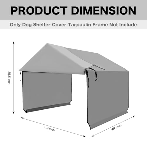 YOUGYM Canopy Replacement Cover for Dog Shade Shelter 4'x4'x3.6', Pet Outdoor Tent Cover with Upgraded Doors for Large Dog...