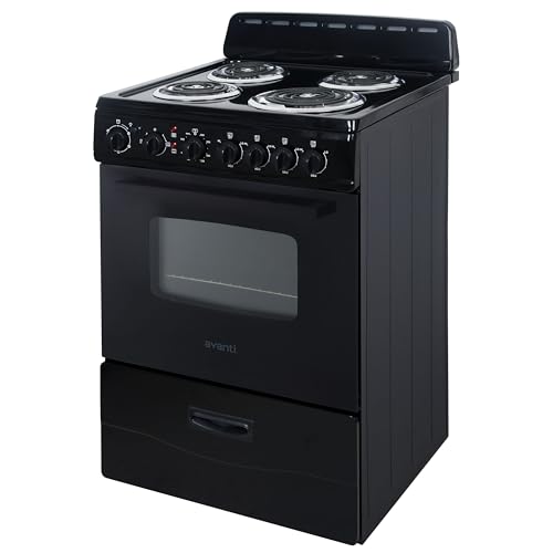 Avanti Electric Range Oven Compact Design, 2.6-Cu.Ft. Capacity with 4 Coil Burners, Framed Glass Oven Door, Storage Drawer...