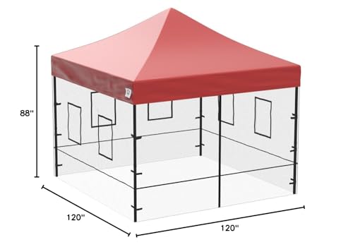 Impact Canopy Walls for 10' x 10' Canopy Tent, Food Service Mesh Sidewall Kit with Service Windows, 4 Walls Only, Black Mesh