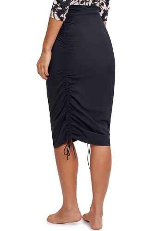 Gottex Women's Modest Knee Length Shirred Skirt, Swimwear, Black
